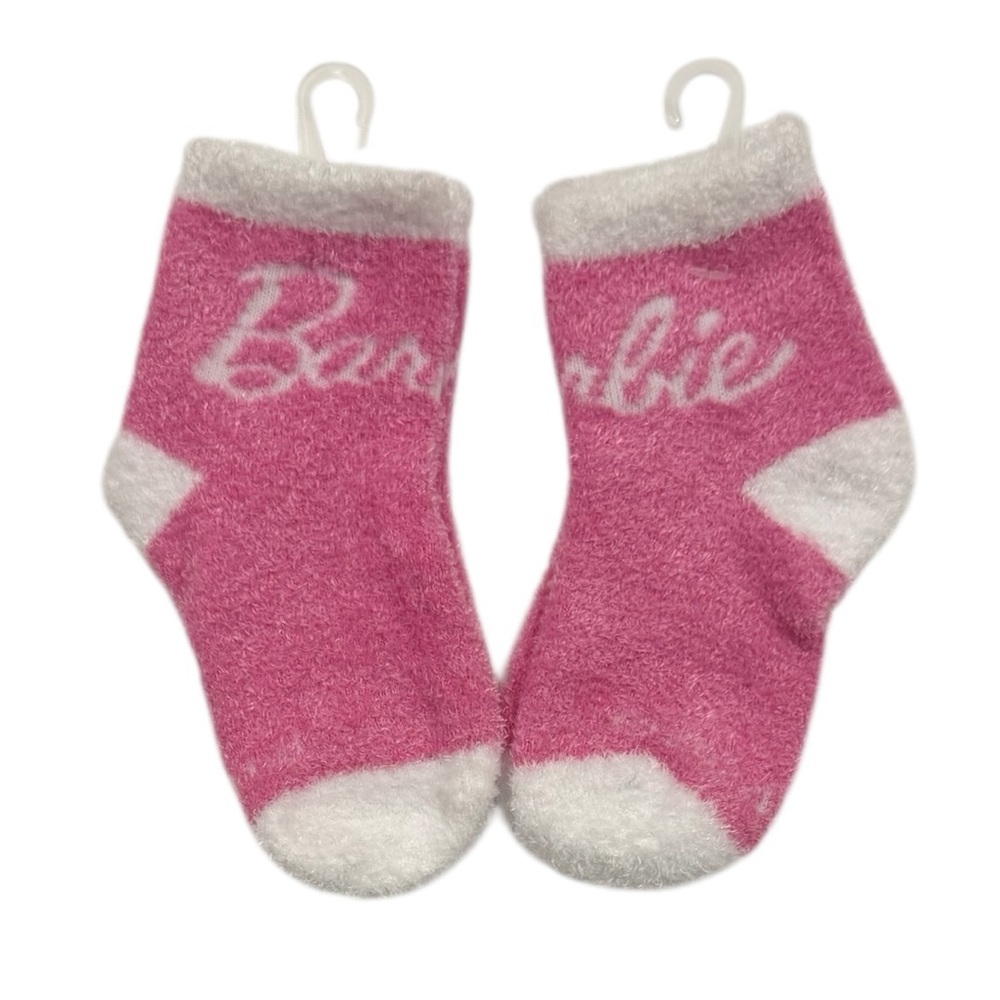 NWOT MATTEL 2 Pair Socks Barbie Pink Girls Soft Cozy Shoe Size 9- 2.5